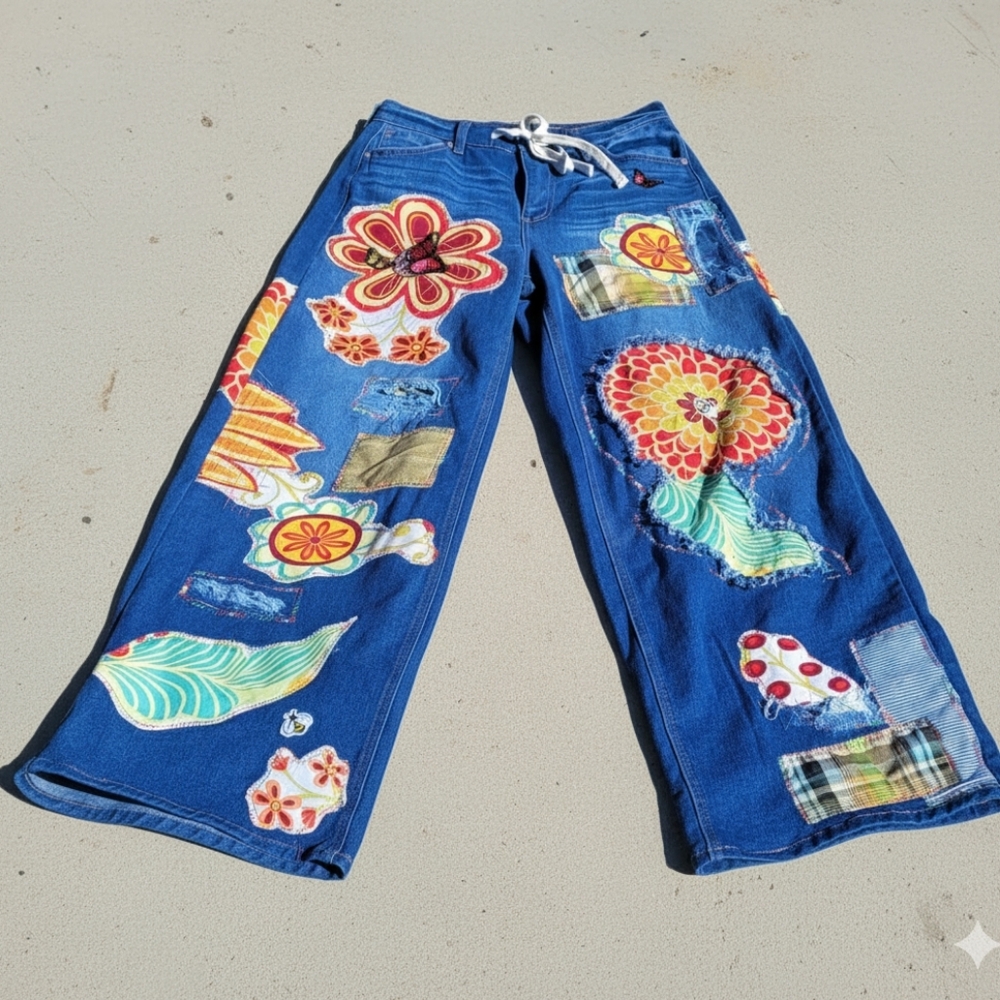 Womens Custom Handcrafted Patchwork Jeans By Thre… - image 3